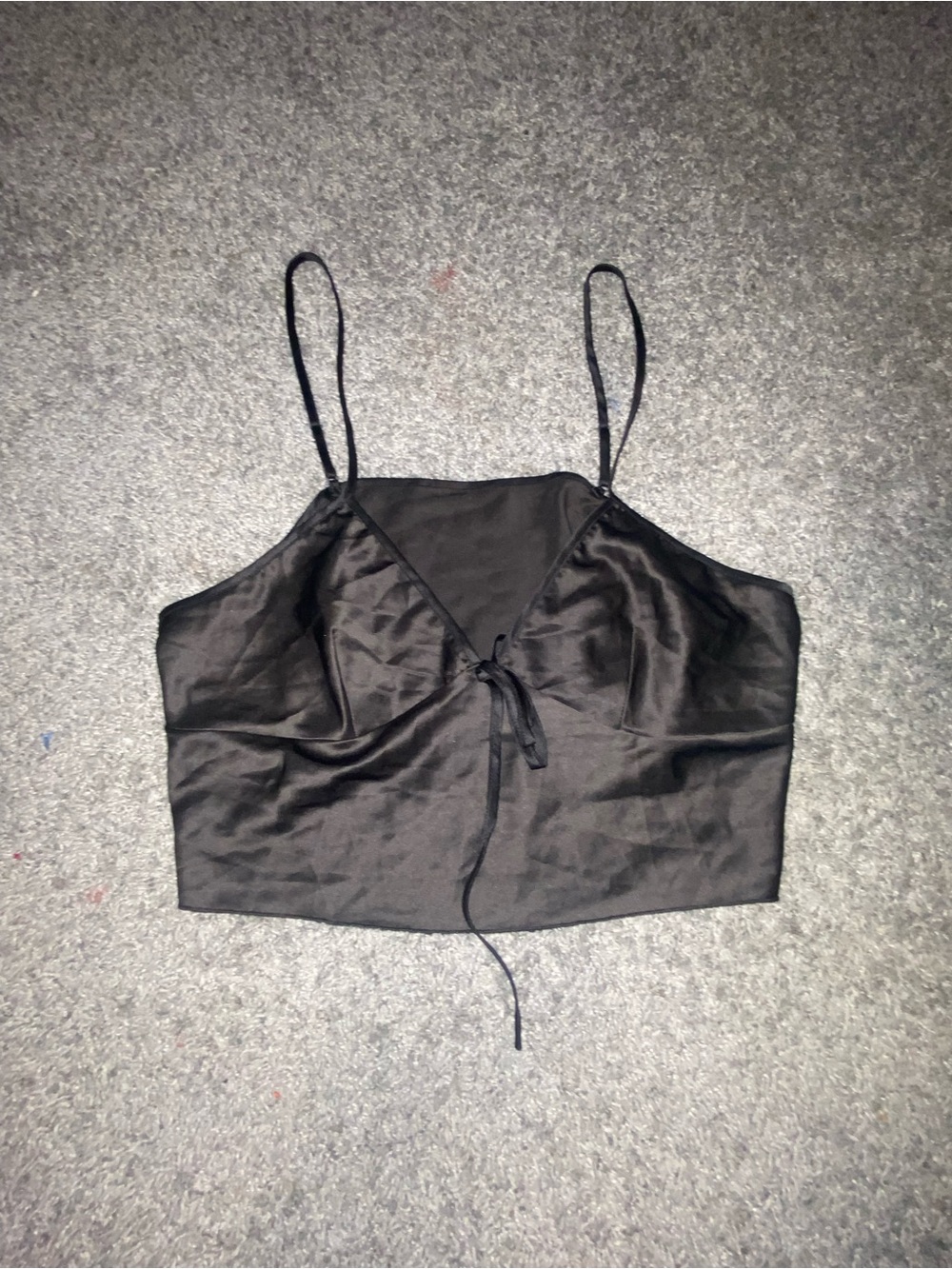 SHEIN Black Satin Tie-Front Camisole
